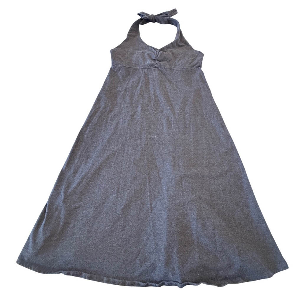 prAna Gray Heathered Halter Neck Empire Waist A-Line Dress Size Medium
